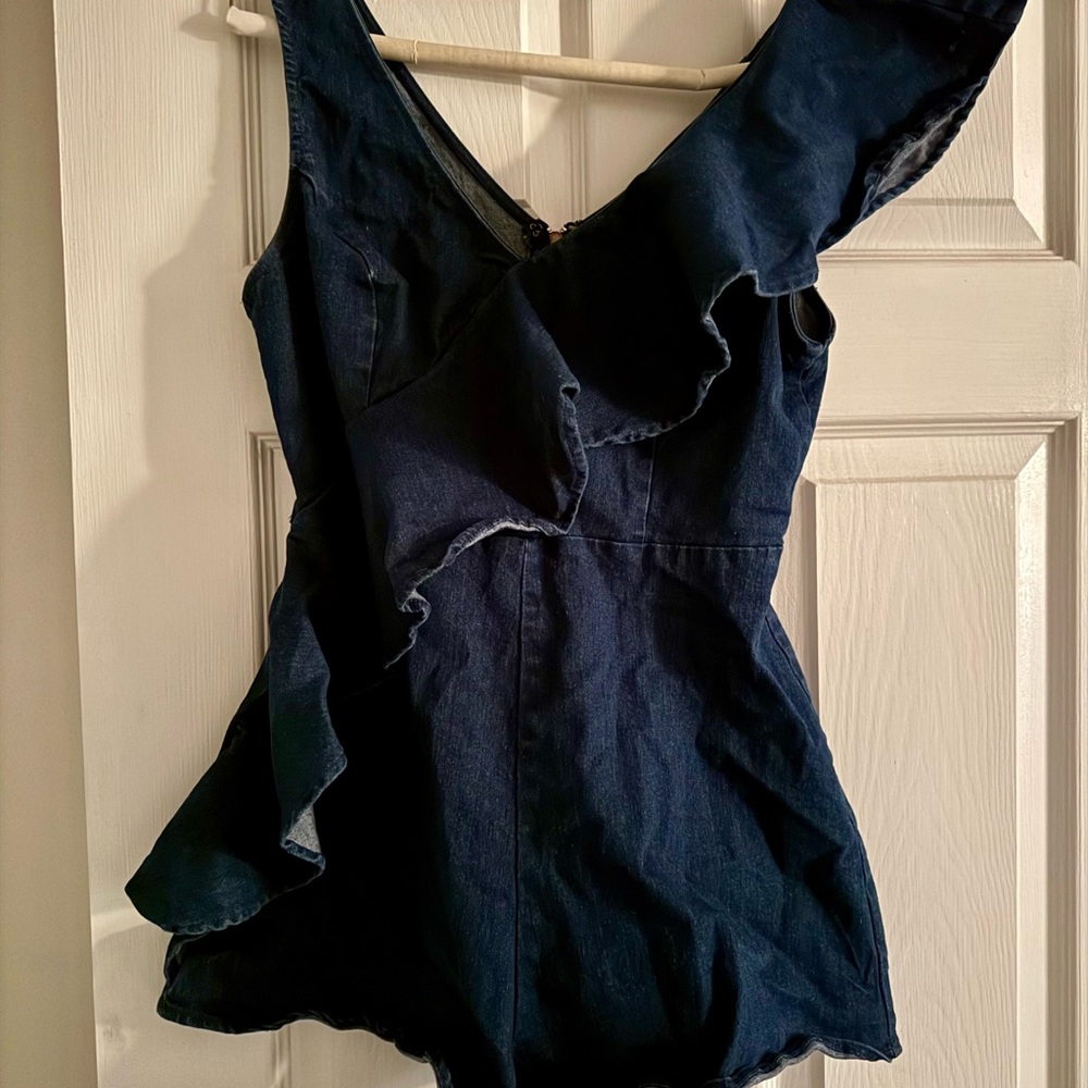 Stylish Navy Ruffled Romper